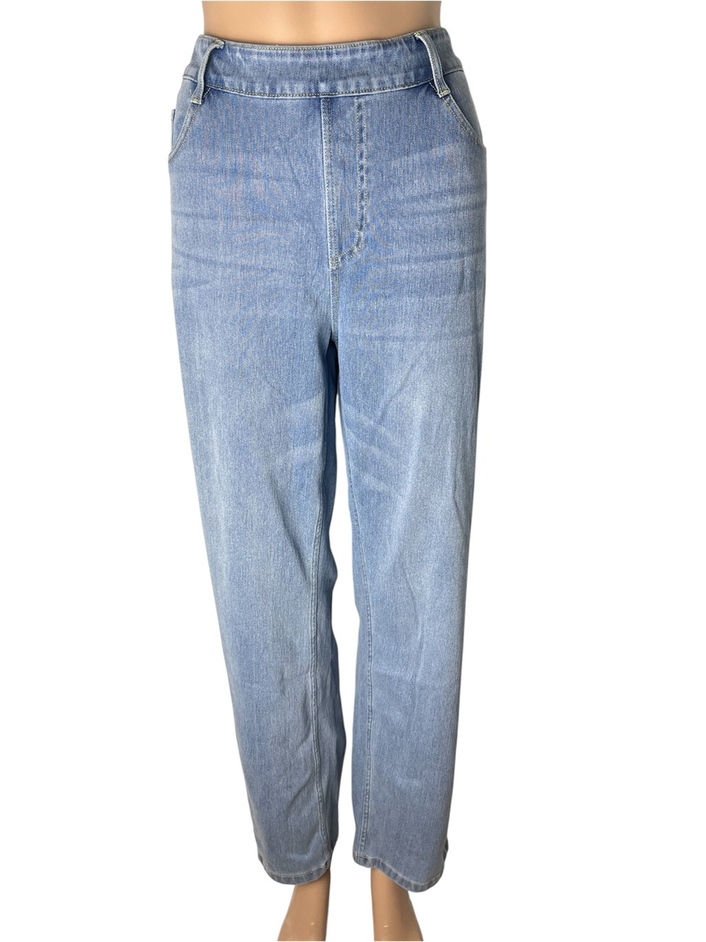 Halara Flex Pull On High Waisted Straight Leg Light Wash Casual Jeans